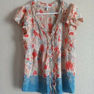 Joie Floral Front Buttons 100% Silk Size Xsmall